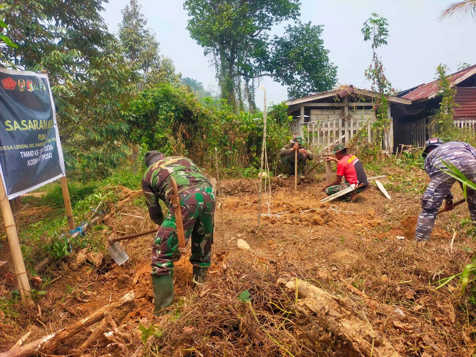 Satgas TMMD ke-130 Poso Mulai Pembangunan Fasilitas MCK di Desa Leboni