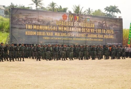 Keharmonisan TNI, Polri, dan Masyarakat dalam Pembukaan TMMD di Malang